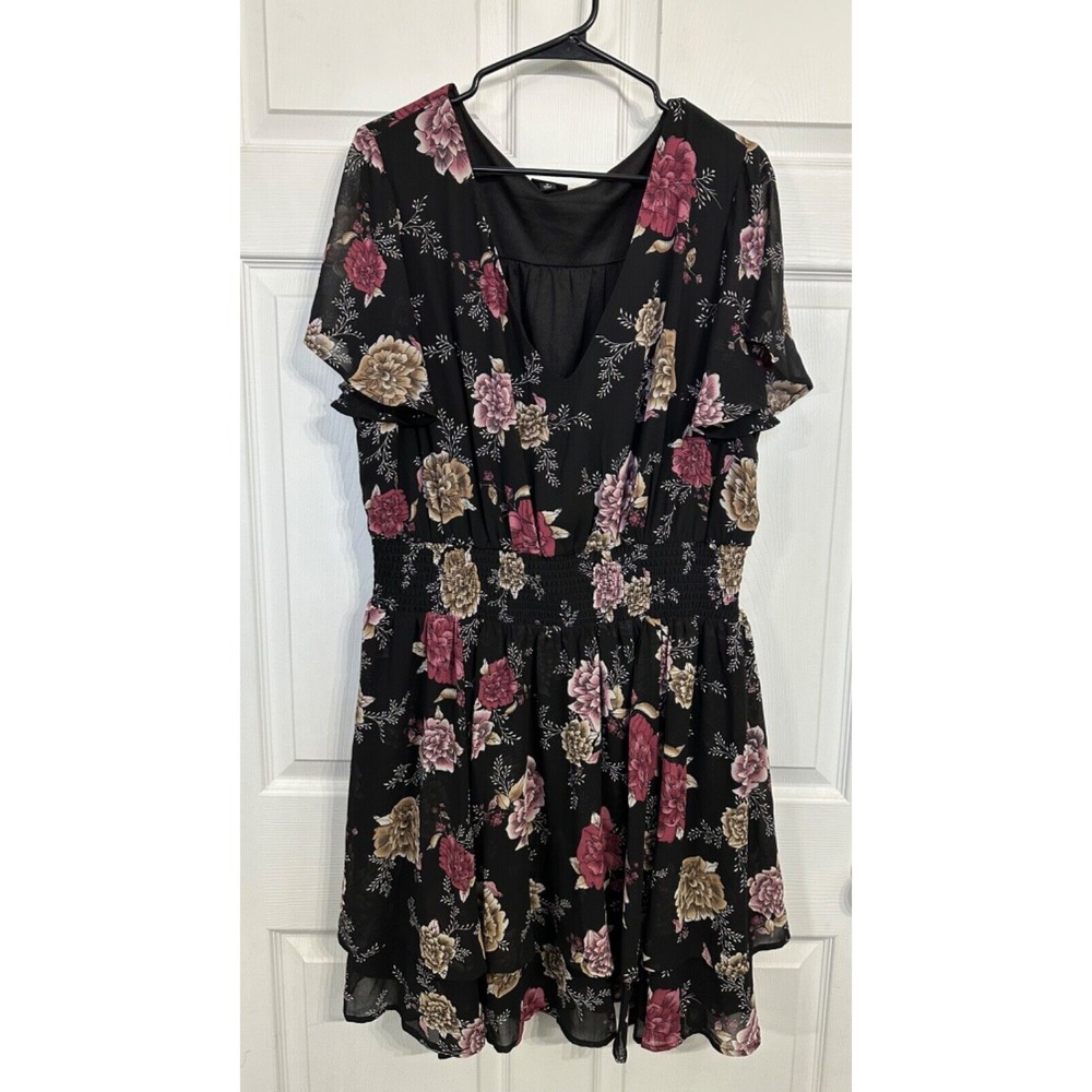 Torrid Size 2 18/20‎ Floral Georgette Smocked Waist Ruffled Dress